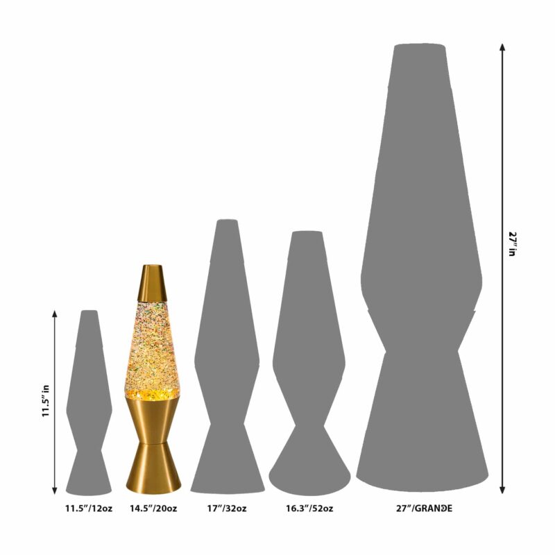 14.5″ LAVA Lamp Rainbow Glitter – Clear/Gold - US 1247