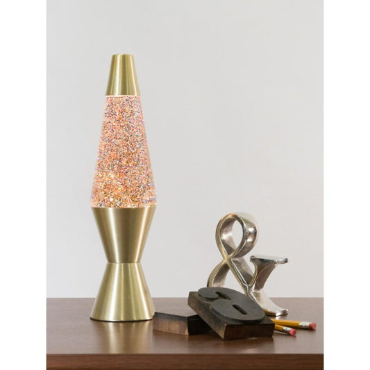 14.5″ LAVA Lamp Rainbow Glitter – Clear/Gold - US 1247